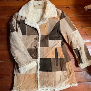 Vintage suede patchwork coat